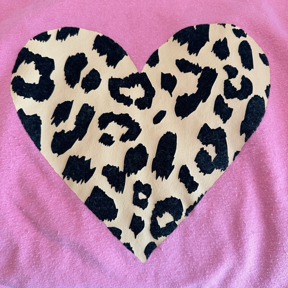Fifth Sun Pink Cheetah Print Heart Valentine’s Day Sweatshirt, Spring, Athletic - Picture 2 of 5